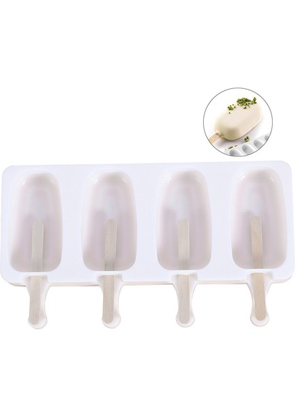 4 Delik (S) Stili Delikli Silikon Dondurma Kalıbı ve Dondurma Çubukları ile Ev Yapımı Dondurma Kalıbı - Türkçe Alışveriş Başlığı (Yurt Dışından) fırsatları