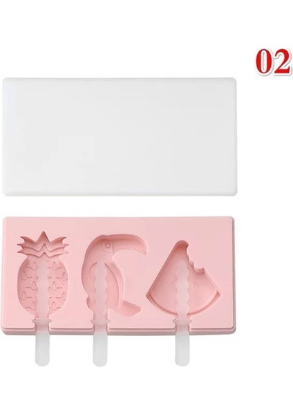 No.2 Tarzı Kapaklı Karikatür Dondurma Kalıbı Silikon Popsicle Yapıcı Kalıplar Silikon Buz Küpü Tepsisi (Yurt Dışından)