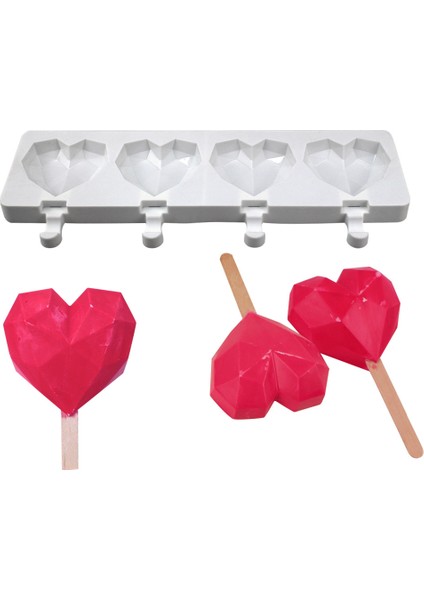 Gri Stil Popsicle Kalıbı Eliptik Kalp Şekilli Kendin Yap Çikolata Pastacılık Silikon Kalıp Beş Köşeli Dondurma Yapıcılar Ekolojik Dondurma Kalıbı (Yurt Dışından)