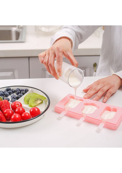 No.4 Tarzı Sıvı Silikonlu Kapaklı Dondurma Kalıbı + Tutma Sapı Yeniden Kullanılabilir Dondurma Kalıpları Sevimli Karikatür Dondurma Popsikleleri Buzlu Çubuk Yapımı Kalıbı (Yurt Dışından)