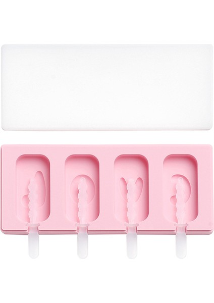 Pembe Tarzı Seviyorum Kapaklı Silikon Hayvan Şekilli Dondurma Kalıbı - Buz Kalıpları ve Şekerleme Araçları Için Popsicle Kalıbı (Yurt Dışından)