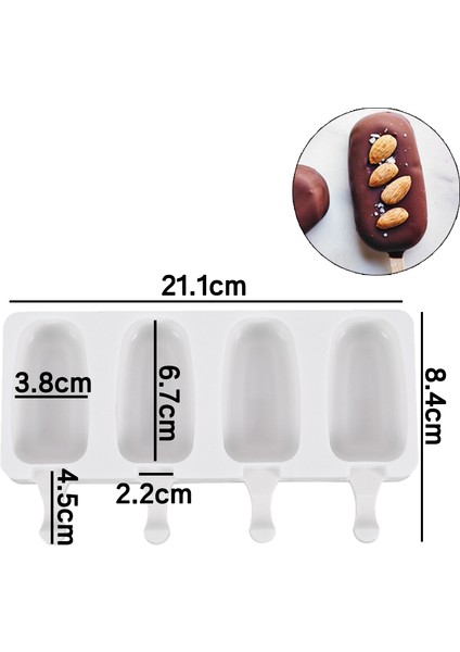 Küçük 4 Hücre Stili Silikon Dondurma Kalıbı Kendin Yap Buzluğu 4 Hücre Küçük Boy Popsicle Fincanları Dondurma Varil Yapıcıları Pişirme Araçları (Yurt Dışından)
