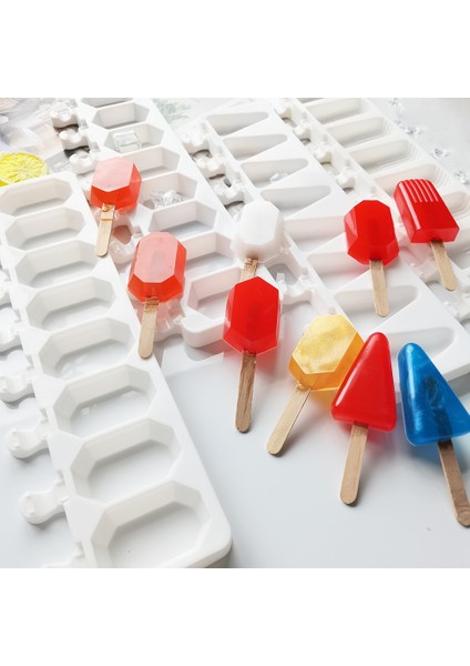 A-Beyaz Tarzı Silikon Dondurma Kalıbı Kendin Yap Popsicle Kalıpları Dondurucu 8 Hücreli Değerli Taş Buz Küpü Tepsisi Popsicle Varil Yapıcıları Fırın Araçları (Yurt Dışından) modelleri