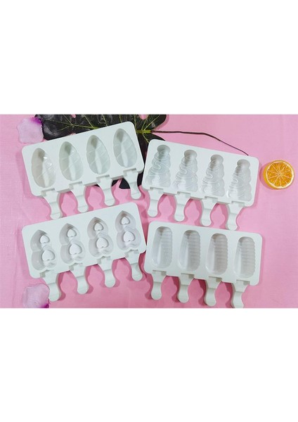 Tahta Sopa Tarzı Silikon Dondurma Yapım Kalıpları 4 Hücreli Dondurma Küpü Tepsisi Gıda Güvenliği Popsicle Kalıpları Kendin Yap Dondurma Çubuğu Kalıbı Evde Mutfak Araçları (Yurt Dışından) fiyatları