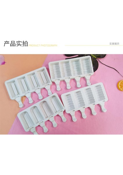 Tahta Sopa Tarzı Silikon Dondurma Yapım Kalıpları 4 Hücreli Dondurma Küpü Tepsisi Gıda Güvenliği Popsicle Kalıpları Kendin Yap Dondurma Çubuğu Kalıbı Evde Mutfak Araçları (Yurt Dışından) modelleri