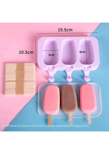 Elips 3 Stili Gıda Güvenli Silikon Dondurma Kalıpları 6 Hücreli Dondurulmuş Buz Küpü Kalıpları Popsicle Yapıcı Kendin Yap Dondurucu Lolly Kalıbı Ücretsiz Çubuklarla (Yurt Dışından)