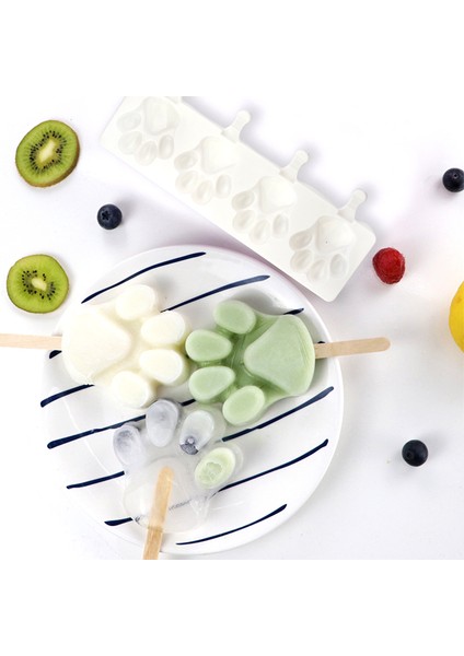 No.12 Tarzı 4 Boşluklu Dondurma Silikon Kalıp Dıy Araçları Tekrar Kullanılabilir Dondurma Yapıcı Tatlı Kalıpları Ahşap Çubuklar ile (Yurt Dışından) indirimleri