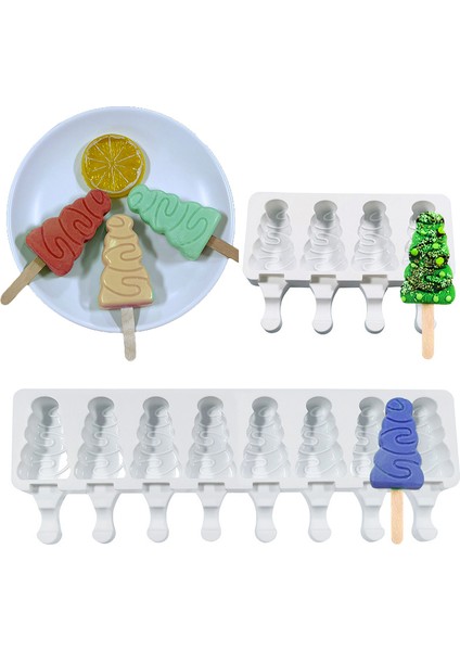 SH010600-50 Çubuk Stili Noel Ağacı Tatlı Araçları Buzlu Kek Kalıbı Yazlık Silikon Buzlu Şerbet Kalıpları ve Çubukları Mutfak Dondurma Kalıpları (Yurt Dışından)