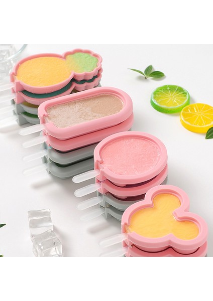 No.4 Tarzı Silikon Dondurma Kalıbı Buz Küpü Tepsi Popsicle Varil Kendin Yap Kalıp Tatlı Dondurma Kalıbı ile Popsicle Çubuğu (Yurt Dışından)