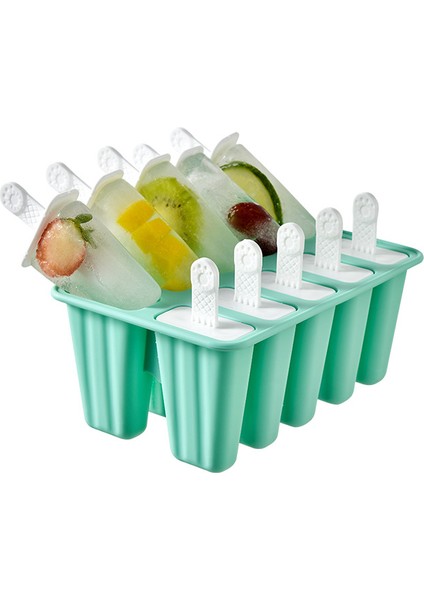 YEŞIL10 Tarzı Gıda Güvenli Silikon Dondurma Kalıpları 4 Hücreli Dondurulmuş Buz Kalıpları Popsicle Yapıcı Kendi Yapımı Dondurucu Şeker Kalıbı Ücretsiz Çubuklarla (Yurt Dışından)