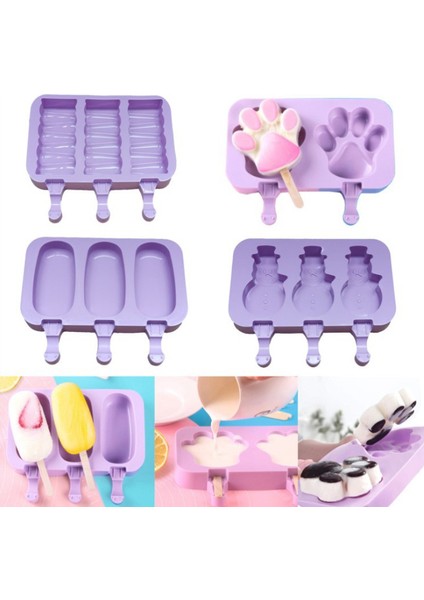 05KALIP 2 Woodstick Stili Silikon Dondurma Kalıbı Kapaklı Hayvan Şekilli Jöle Buz Topu Yapıcı Bebek Yapımı Gıda Takviye Aracı Dondurma Çubuğu Mutfak (Yurt Dışından) fiyatları