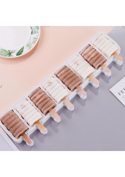 G-Beyaz Tarzı Silikon Dondurma Kalıbı Kendin Yap Ev Yapımı Popsicle Kalıpları Derin Dondurucu 8 Hücre Küçük Boyutlu Buz Küpü Tepsisi Popsicle Varil Yapıcıları Pişirme Araçları (Yurt Dışından) fırsatları