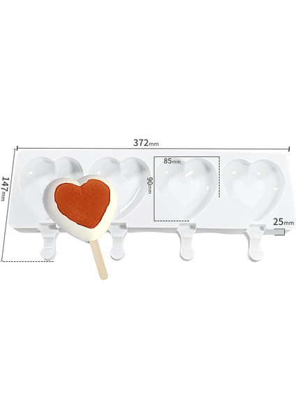 4 Boşluk Aşk Stili Silikon Dondurma Kalıbı Kendin Yap Ekolojik Popsicle Kalıbı Mousse Tatlı Dondurucu Meyve Suyu Dondurma Küpü Tepsisi Fıçı Yapıcı Kalıp (Yurt Dışından)