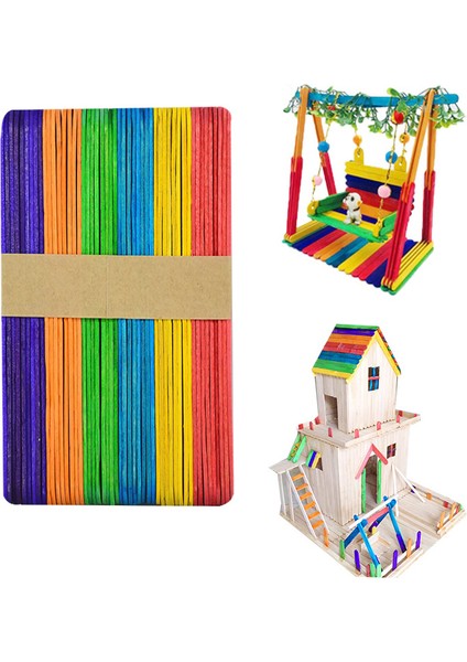 B03 Stili Doğal Ahşap Dondurma Çubukları Popsicle Çubukları Renkli Ahşap Çubuk Çocuklar Için El Yapımı El Sanatları Dıy Lolipop Kalıp Aksesuarları (Yurt Dışından) indirimleri