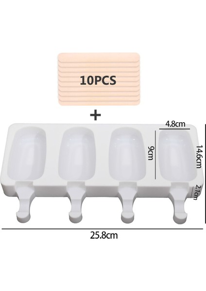 Klasik Tarz 4 Hücreli Silikon Dondurma Kalıbı Buz Küpü Tepsisi Yapıcı Tatlı Pastacılık Dondurucu Dıy Krem Kalıpları Sopa Kalıbı Ile (Yurt Dışından)