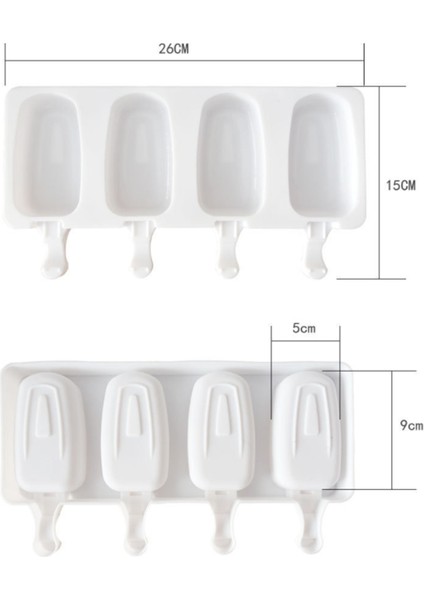 Büyük 4 Hücre Stili Silikon Popsicle Kalıbı Dondurma Kalıbı Yaz Kendin Yap Buz Küpü Tepsi Dondurucu Meyve Suyu Tatlı Yapıcı Aracı (Yurt Dışından)