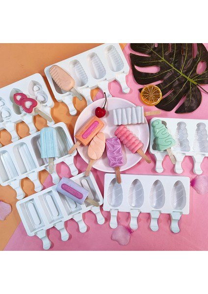 Büyük 4 Hücre Stili Silikon Popsicle Kalıbı Dondurma Kalıbı Yaz Kendin Yap Buz Küpü Tepsi Dondurucu Meyve Suyu Tatlı Yapıcı Aracı (Yurt Dışından) fiyatları