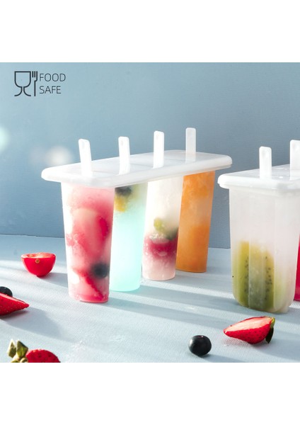 50 Tahta Çubuk Stili 4 Kavite Ev Yapımı Dondurma Kalıbı ve 50 Ahşap Çubuklu Popsicle Kalıpları (Yurt Dışından)