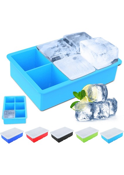 Gri Stil Bpa Içermeyen 6 Büyük Buz Kalıbı Kalın Jumbo Geniş Gıda Sınıfı Silikon Buz Küpü Kare Kalıp Kendi Buz Yapıcınızı Yapın Buz Küpü Kalıbı (Yurt Dışından) fiyatları