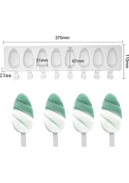 F Stili Mini Dondurma Kalıpları, Silikon Popsicle Kalıpları Kek, Dondurma Çubukları Için Kalıp, Oval, 8 Bölme, 4 Bölme (Yurt Dışından)