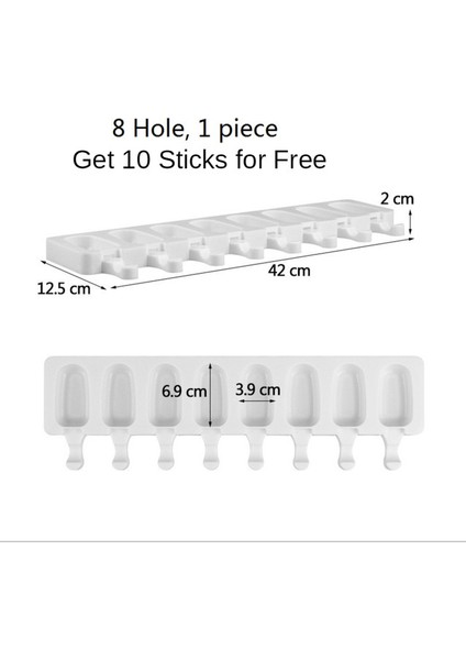 8 Delik Stili Delikli Silikon Dondurma Kalıbı Buz Küpü Tepsisi Popsicle Fıçısı Kendin Yap Kalıbı Tatlı Dondurma Kalıbı ile Dondurma Çubuğu (Yurt Dışından)