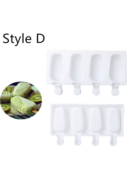 YH006605 Stili Ev Yapımı Popsicle Kalıbı Silikon Dondurma Kalıbı Buzdolabı Suyu 4 Hücre Delikli Dondurma Çubuğu Kova Yapım Kalıbı Çubuklar Mutfak Eşyası (Yurt Dışından)