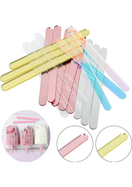 B11-10 Adet Tarzı Evde Çocuklar Için Dondurma Çubukları Yapımı Için Şeffaf Renkli Akrilik Pop Popsicle Çubukları Popsicle Kalıbı Malzemeleri Hawaii Partisi (Yurt Dışından)