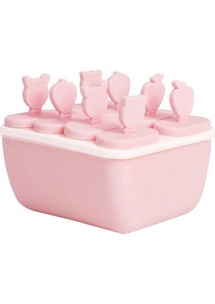 Pembe3 Tarzı 8 Hücreli Silikon Kalıplar Dondurma Çikolata Kalıpları Buz Küpü Tepsisi Gıda Güvenliği Popsicle Yapıcı Kendi Yapımı Derin Dondurucu Dondurma Çubuğu Kalıbı (Yurt Dışından)