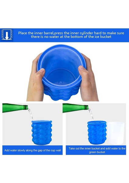 Yeşil Stil Silikon Buz Küpü Kalıbı Buz Tepsileri, Büyük Silikon Buz Kovası, Buz Küpü Makinesi, Yuvarlak, Taşınabilir Kovada Şarap Buz Soğutucusu Bira Dolabı (Yurt Dışından)