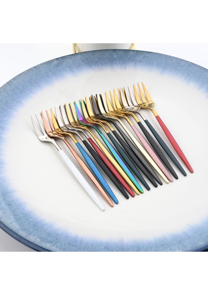 Kırmızı Gümüş Tarzı Jankng Çay Çatalları Seti Paslanmaz Çelik Küçük Çatal Altın Meyve Çatalı Tatlı Çatalı Için Pasta Atıştırmalık Siyah Salata Çatalı Mini Pasta Çatalı (Yurt Dışından) fırsatları