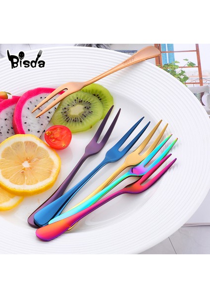 Koyu Mavi 8 Adet Tarzı 8 Parça Lüks Altın Kek Çatalları Paslanmaz Çelik Salata Çatalları Renkli Meyve Çatalı Karides Çatalı Partide Aperatif Için Kullanılmaktadır (Yurt Dışından)