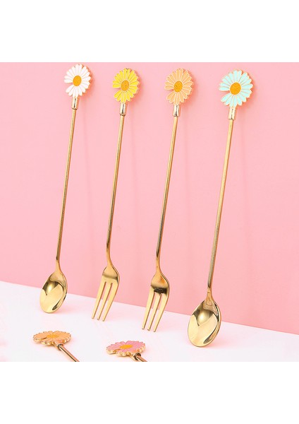 F Stili Papatya Güneş Çiçeği Paslanmaz Çelik Kahve Karıştırma Kaşığı Akşam Meyve Çatalı Çay Kaşığı Tatlı Kaşığı Sofra Çocukları (Yurt Dışından) fiyatları