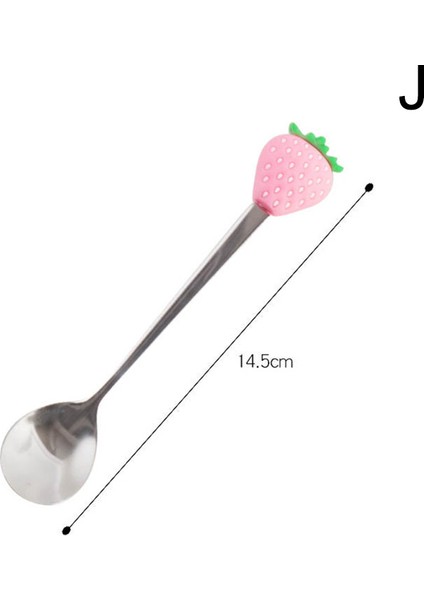 J Tarzı Paslanmaz Çelik Sevimli Meyve Şekilli Kahve Kaşığı Meyve Tatlı Kaşığı Çatal Şeker Çay Kaşığı Içecek Masa Üstü Mutfak Malzemeleri (Yurt Dışından)