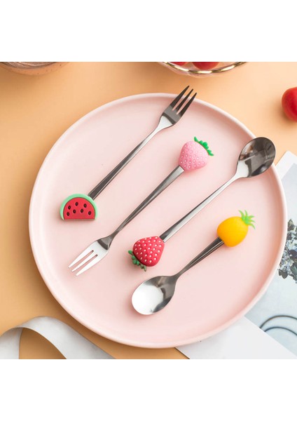 J Tarzı Paslanmaz Çelik Sevimli Meyve Şekilli Kahve Kaşığı Meyve Tatlı Kaşığı Çatal Şeker Çay Kaşığı Içecek Masa Üstü Mutfak Malzemeleri (Yurt Dışından) fiyatları