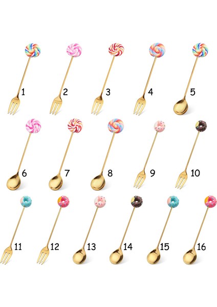 No.13 Tarzı Çocuk Çizgi Film Kaşık Çatal Donut Kahve Kaşık Tatlı Kaşık Çatal Çay Kahve Dondurma Aracı Mutfak Sofra Takımı (Yurt Dışından) fiyatları