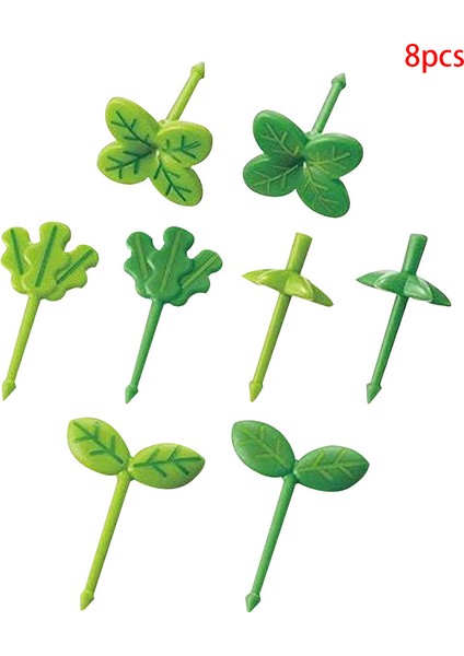 Yeşil Stil 8 Adet Meyve Çatalı Kürdan Yapraklar Plastik Dekorasyon Öğle Kutusu Bento Aksesuarları Küçük Salata Minik Çatal Mini Pasta Süsleri Çocuklar Için (Yurt Dışından)