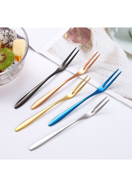 Altın 12 Adet Tarzı Çelik Iki Dişli Çatal Meyve Çatalı Seti Mutfak Eşyaları Çeşitli Kullanımlı Atıştırmalık Pasta Tatlı Çatalı Kafeterya Ev Sofra Takımı (Yurt Dışından) fiyatları