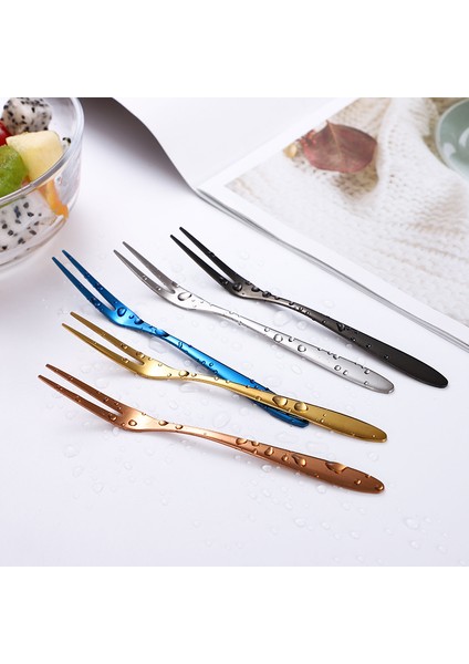 Altın 12 Adet Tarzı Çelik Iki Dişli Çatal Meyve Çatalı Seti Mutfak Eşyaları Çeşitli Kullanımlı Atıştırmalık Pasta Tatlı Çatalı Kafeterya Ev Sofra Takımı (Yurt Dışından) indirimleri