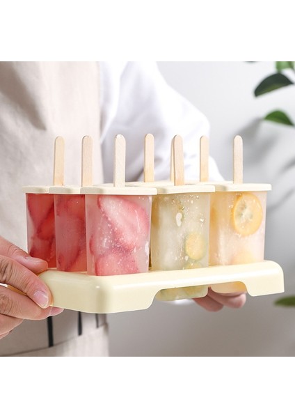Sarı Stil Yeni Gelen Dondurma Kalıbı 9 Adet Dondurma Çubuğu ve Kapaklı Yeniden Kullanılabilir Dondurma Kalıbı Yaratıcı Mutfak Aracı (Yurt Dışından) fiyatları