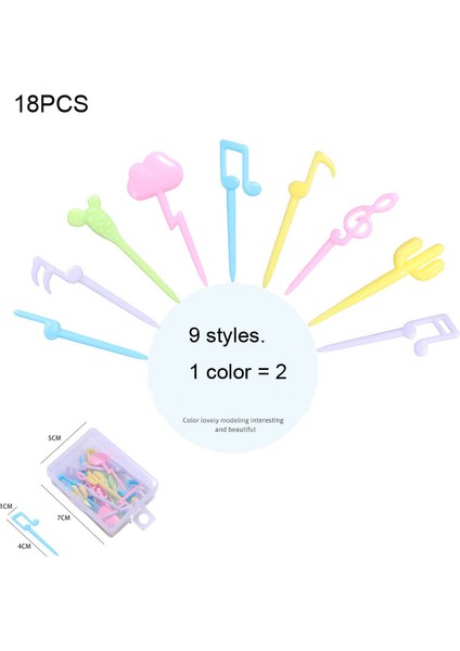 18 Adet -Müzik Notası Stili Meyve Çatalı Karikatür Mini Hayvan Çiftliği Karikatür Yiyecek Seçimi Çocuk Atıştırmalıklar Pasta Tatlı Gıda Meyve Çatalı Parti Süslemesi (Yurt Dışından)