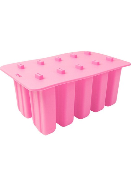 Pembe 10 Delik Stili Dondurma Dondurucu Haznesi Kapaklı Silikon Popsicle Buzluğu Kalıbı Kendin Yap Meyve Suyu Dondurma Buz Küpü Tepsisi Maker (Yurt Dışından)