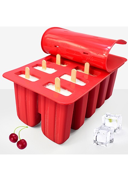 Pembe 10 Delik Stili Dondurma Dondurucu Haznesi Kapaklı Silikon Popsicle Buzluğu Kalıbı Kendin Yap Meyve Suyu Dondurma Buz Küpü Tepsisi Maker (Yurt Dışından)