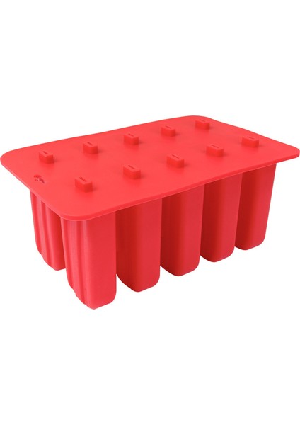 Pembe 10 Delik Stili Dondurma Dondurucu Haznesi Kapaklı Silikon Popsicle Buzluğu Kalıbı Kendin Yap Meyve Suyu Dondurma Buz Küpü Tepsisi Maker (Yurt Dışından)