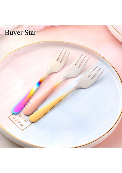 Gümüş Tarzı 6 Parça Çay Çatalı Seti Paslanmaz Çelik Meyve Çatalı Seti Gökkuşağı Tatlı Çatalı Kek Atıştırmalık Altın Küçük Salata Çatalı Yemek Takımı (Yurt Dışından) fiyatları