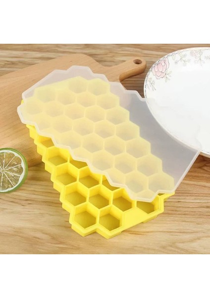 Sarı Stil Kaplamasız Silikon Petek Buz Küpü 37 Küp Buz Küpü Kalıbı Petek Yaratıcı Buz Kutusu Buz Küpü Sınır Ötesi Dıy Popsicle Kalıbı (Yurt Dışından)