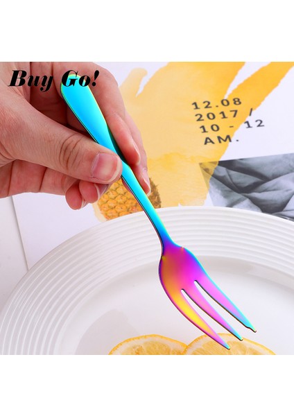 RAINBOW-10PCS Tarzı Meyve Çatalı Paslanmaz Çelik Kek Çatalı Tatlı Için Kırmızı Küçük Çay Çatalı Gökkuşağı Tatlı Çatalı Atıştırmalık Yemek Takımı Çatal (Yurt Dışından) indirimleri