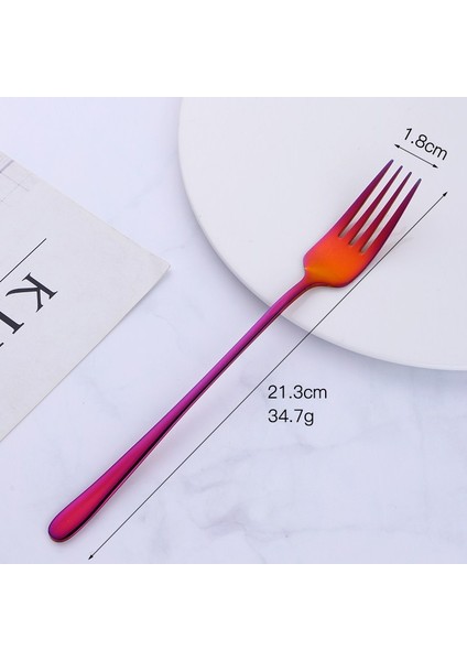 Gökkuşağı No.3 Tarzı Paslanmaz Çelik Kore Gökkuşağı Pasta Çatalı Meyve Çatalı Hotel Parti Mutfak Aracı (Yurt Dışından)