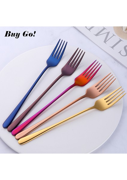 Gökkuşağı No.3 Tarzı Paslanmaz Çelik Kore Gökkuşağı Pasta Çatalı Meyve Çatalı Hotel Parti Mutfak Aracı (Yurt Dışından) fırsatları