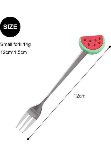 No.7 Tarzı Sevimli Paslanmaz Çelik Meyve Çatalı Kahve Kaşığı Renkli Meyve Desenli Karıştırma Kaşığı Çocuk Çocuk Silikon Saplı Tatlı Kaşığı Akşam Yemeği (Yurt Dışından)
