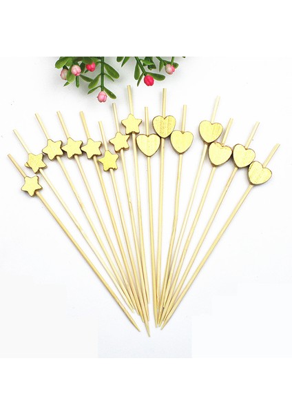 Pembe Beş Yıldızlı Stil 12 cm Altın Şeftali Kalp Meyve Çatal Çubuklar Büfe Cupcake Topper Kokteyl Çatalı Düğün Festival Süslemeleri Doğum Günü Partisi (Yurt Dışından) fiyatları